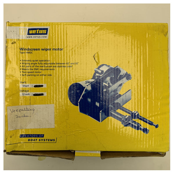 Vetus HDM12DS 12V Marine Windscreen Wiper Motor