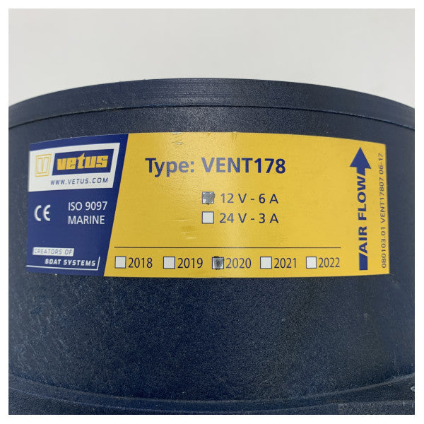 Vetus VENT178 Marine Suction Ventilator Blue 12V 12.3M3/m