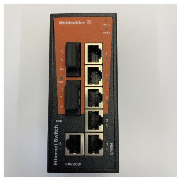 Weidmüller IE-SW-BL08T-6TX-2SC Switch de rede não gerido | 6 portas 2x SC | Calha DIN