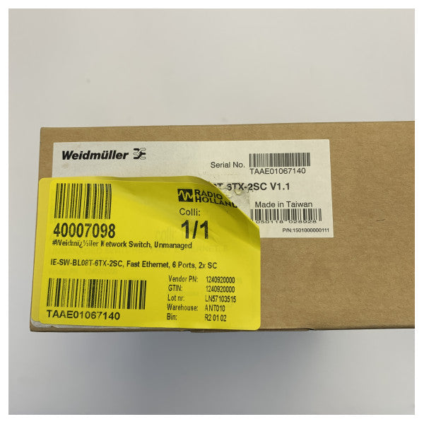 Weidmüller IE-SW-BL08T-6TX-2SC Switch de rede não gerido | 6 portas 2x SC | Calha DIN