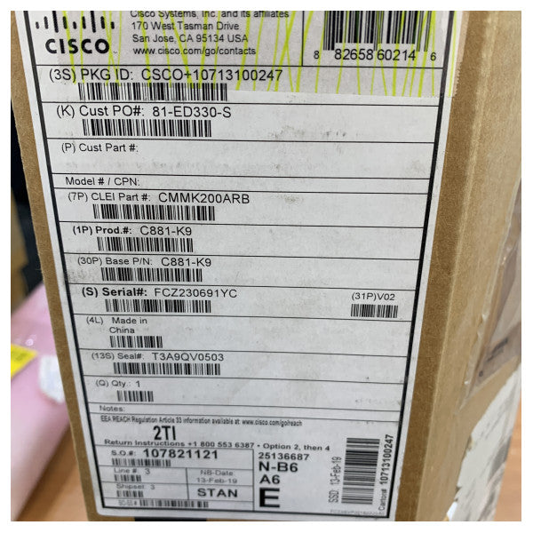 Cisco C881-K9 800 Series Integrated Services Network Router