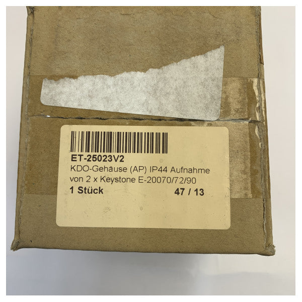 ET-25023V2 overflatemontert IP44 elektrisk kapsling for 2x Keystone-kontakter