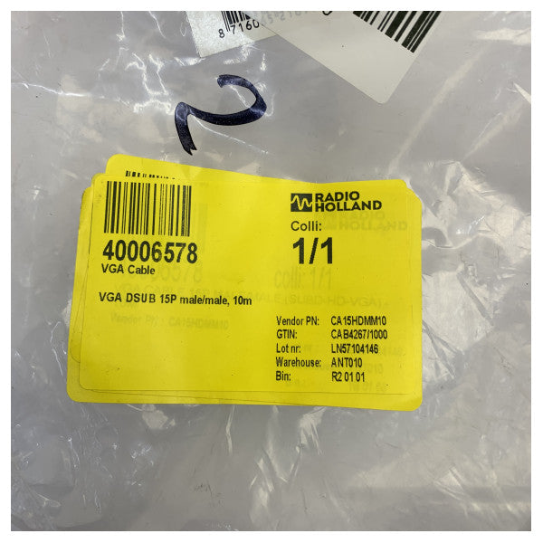 VGA Cable DSUB 15P Male to Male 10m Monitor Cable
