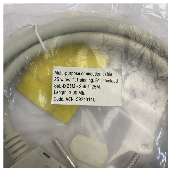 Roline D-Sub 25-pins hann til hann RS232 seriell datakabel 3 m - DB25 M/M