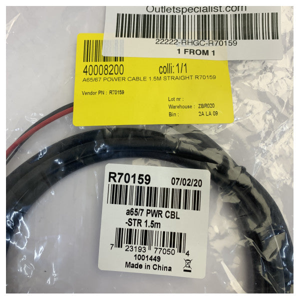 Raymarine R70159 Power & NMEA 0183 Data Cable for A-Series A65 A67 A75 A77 1.5m