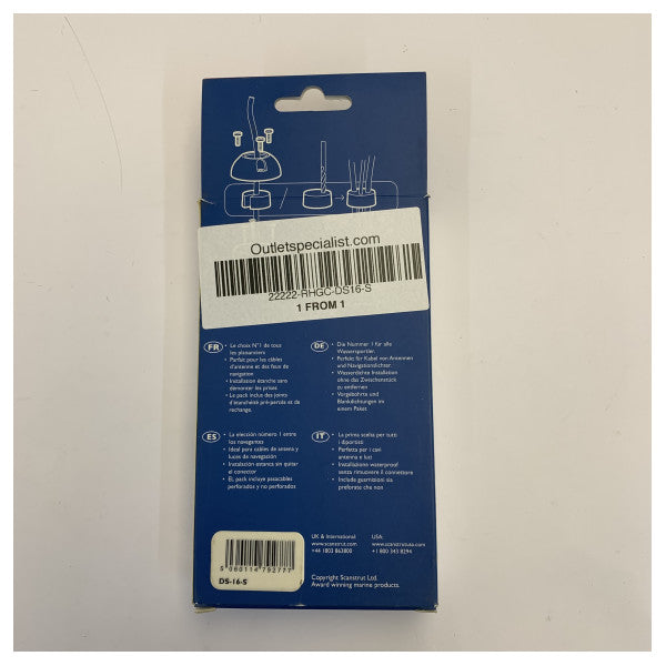 Scanstrut DS16-S Siġill tal-kejbil vertikali reżistenti għall-ilma b’dijametru ta’ 16mm 316 Stainless