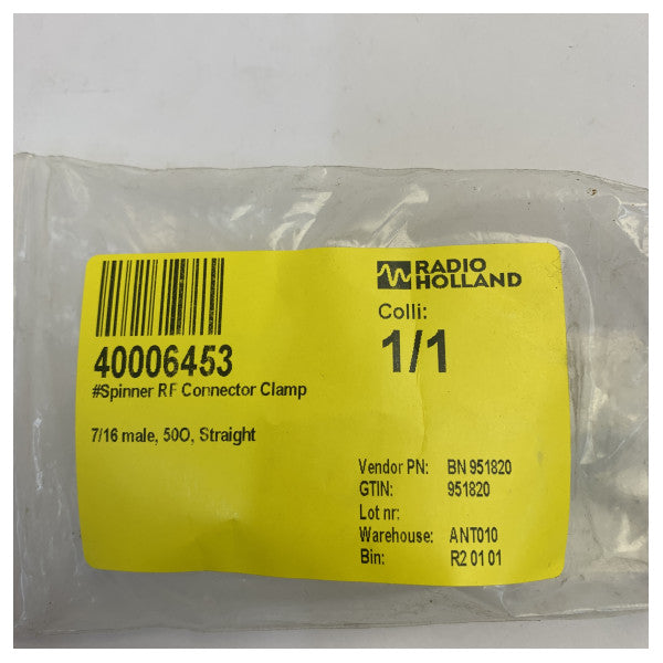 Conector RF macho DIN 7/16 Spinner, clamp, reto, 50 Ohm
