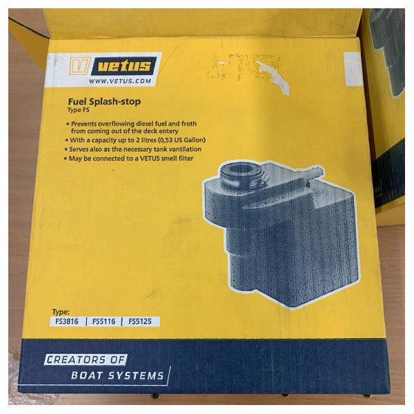 Vetus FS3816 Fuel overflow Cap 38mm Hose 38/51mm Vent 16mm