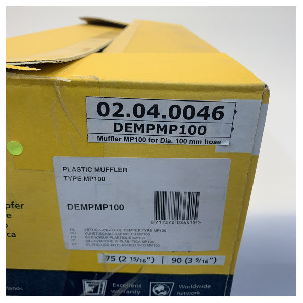 Vetus DEMPMP100 Silencer for 102mm Exhaust hose 580x168mm