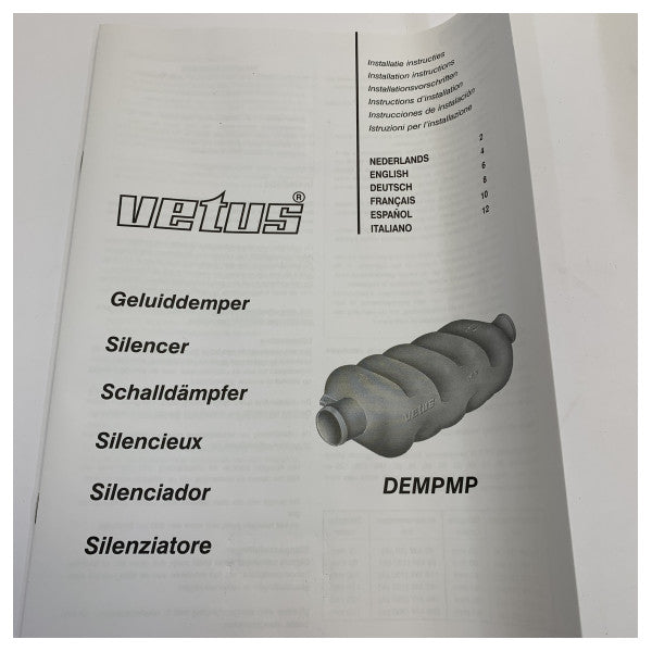 Vetus DEMPMP90 Silencer for 90mm Exhaust Hose 456x130mm