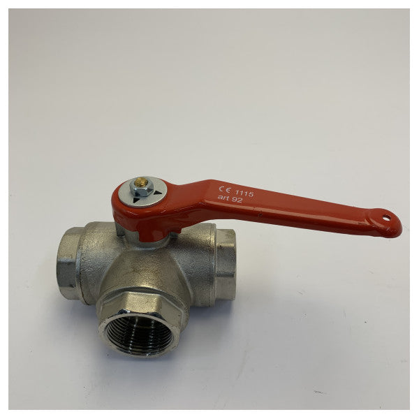 Vetus KRA11/4L Nickel plated brass 3-way full bore ball valve G1 1/4inch