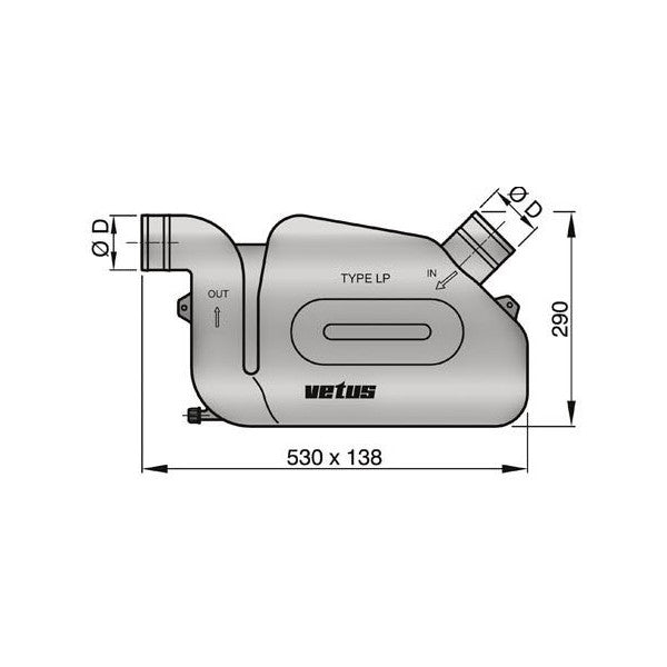 Vetus LSL60 60 mm exhaust muffler / system for long hoses