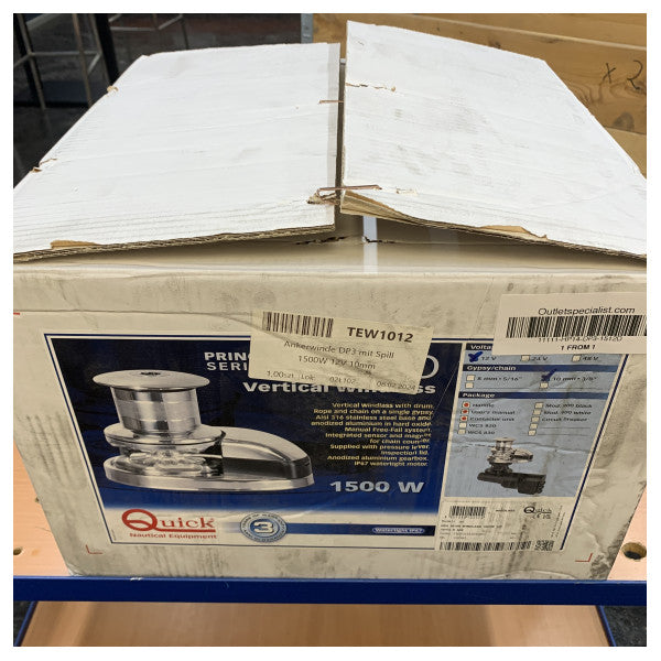 Quick Prince DP3 Guindeau électrique vertical 1500W 12V avec tambour/cabestan - 10mm