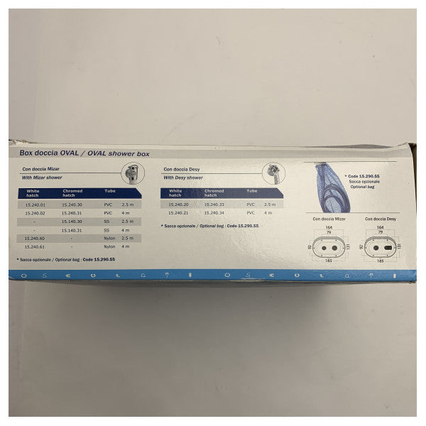 Osculati ステンレス製シャワーボックス(ミキサー付) - 耐久性に優れた2.5mナイロンホース(ボート・ヨット用