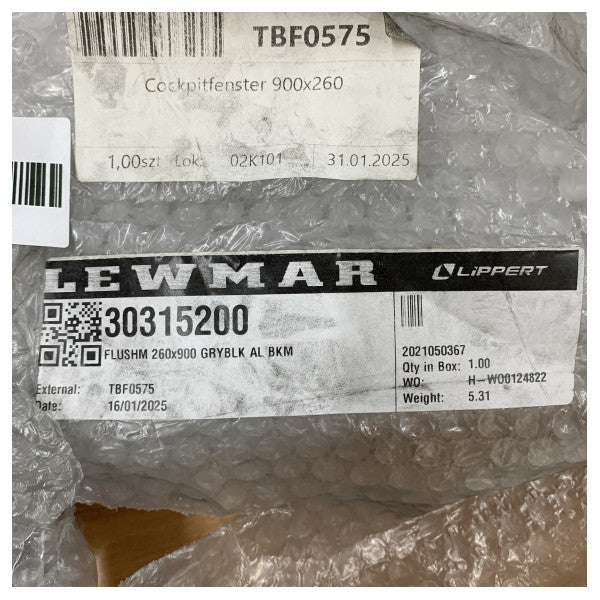 Lewmar 30315200 Flush 3G lavprofil-dæksluge sort 900 x 260 mm