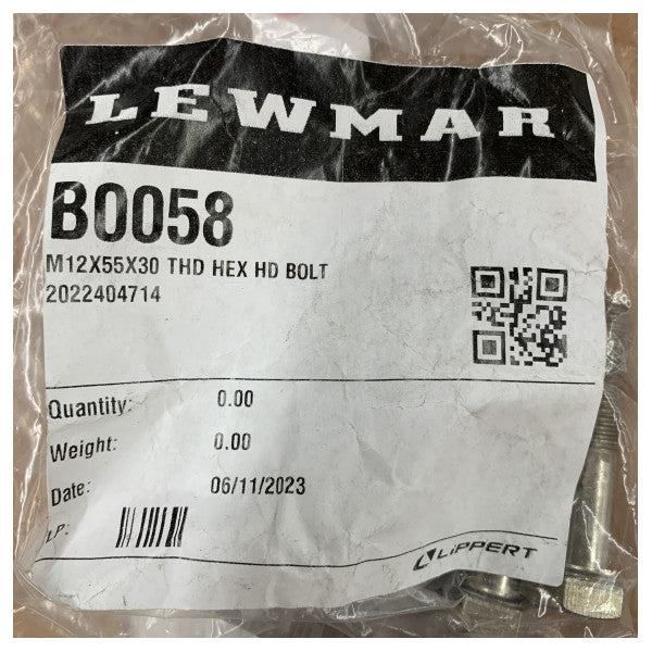 Μπουλόνι εξαγωνικής κεφαλής Lewmar B0058 M12 x 55 mm