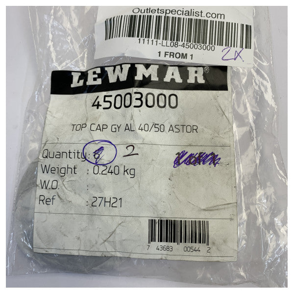 Lewmar 45003000 Astor Top Cap Grey Aluminum 40/50 Hatch Pack