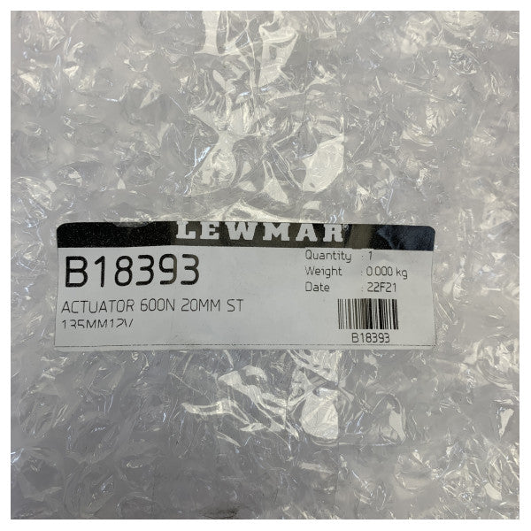 Lewmar B18399 12V Electric Linear Actuator -600N Force 135mm Stroke