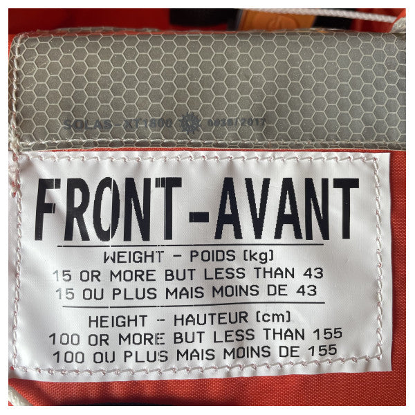 سترة نجاة للأطفال بايسيفيكا – معتمدة من SOLAS للأطفال بوزن 15-43 كجم برتقالية الأمان