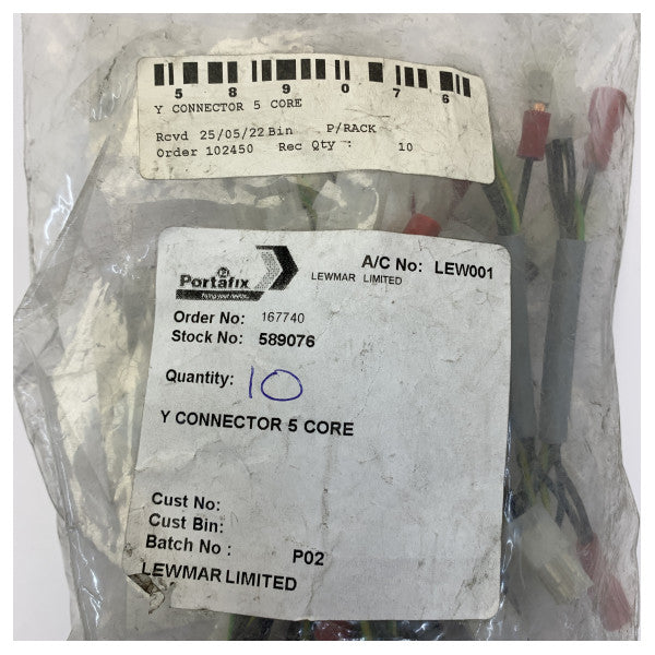 Divisor de cable eléctrico marino Lewmar de 5 conductores en Y - 589076