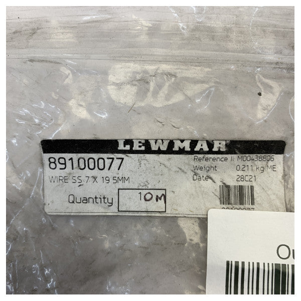 Lewmar 89100077 5 mm rustfri stålwirer 7x19