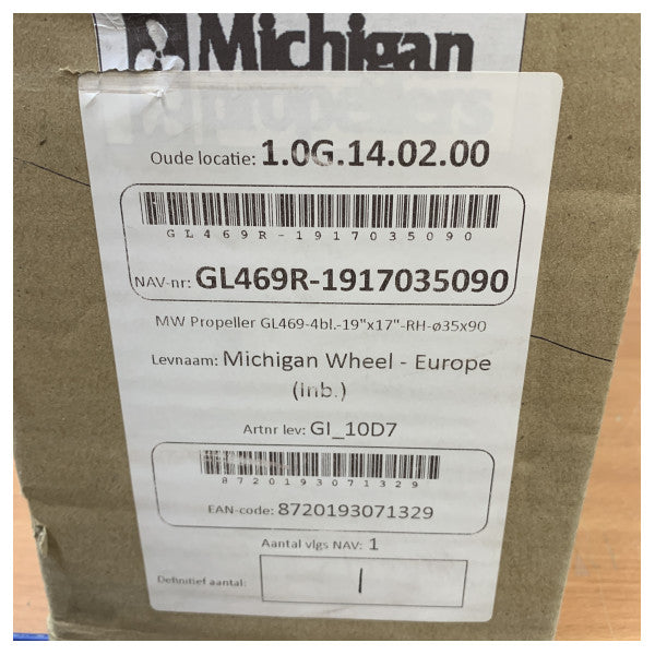 Michigan Propellers 4-Blade Brass Propeller GL469 19x1 RH 35mm - 850012