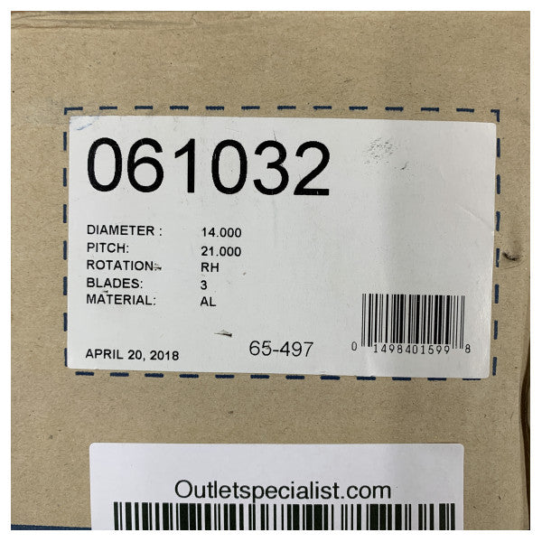 Michigan Match 3-bladet aluminium cupped propel 14x21 RH 061032