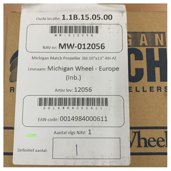 Michigan Match 3-bladet aluminiumsbådpropel 10x13 RH - 12056