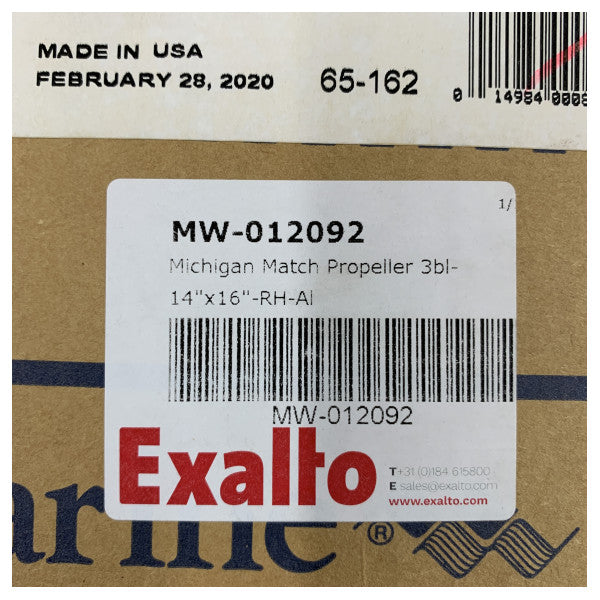 Michigan Match 3-blads aluminiumsbåtpropell 14x16 RH 12092