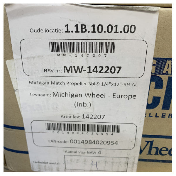 Hélice de alumínio para barco Michigan Match 3 pás 9 1/4x12 RH - 142207