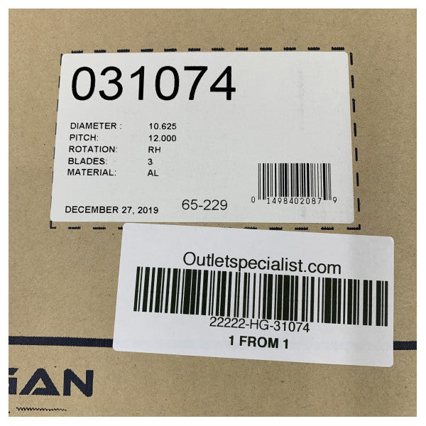 Michigan Match 3-Blatt-Aluminium-Propeller 10 5/8 x 12 RH - 31074