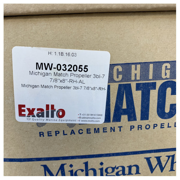Michigan Match 3-bladet aluminiumspropel 7 7/8 x 8 RH - 32055