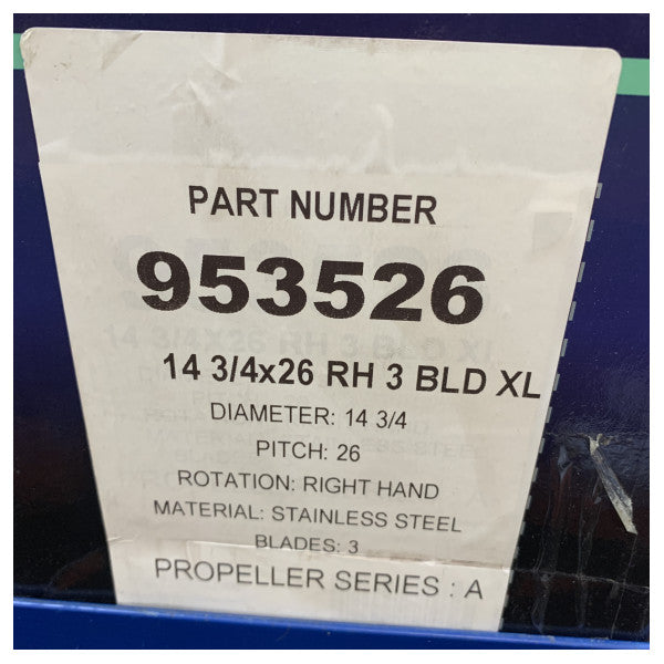 Michigan Ballistic 3-bladet rustfri stålpropel 14 1/2 x 26 RH - 953526