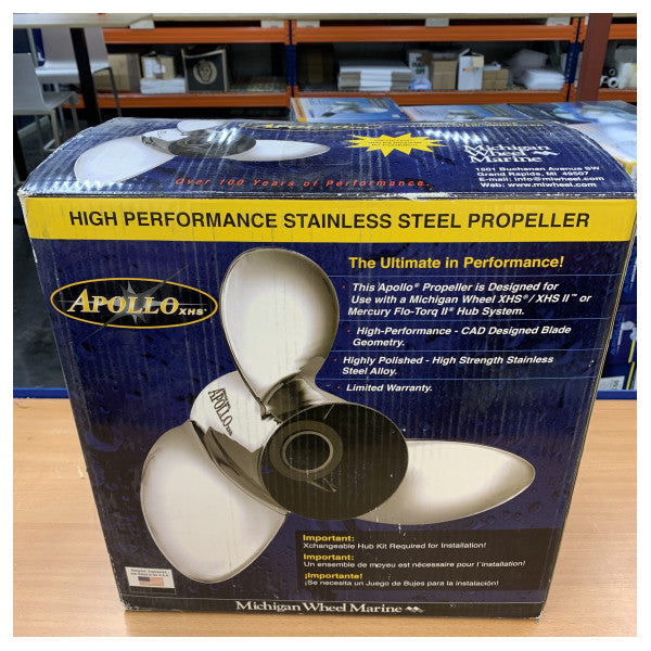 Michigan Apollo hélice de acero inoxidable de 4 palas 14 3/8 x 18 LH - 993214
