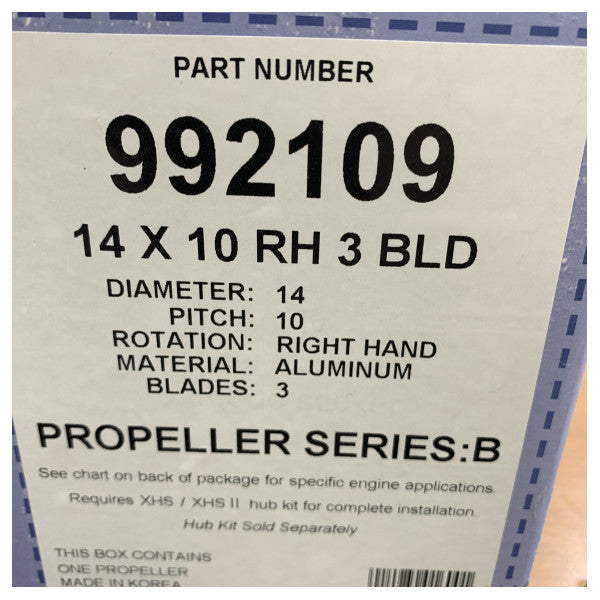 Michigan Vortex 3-bladet aluminiumpropel 14 x 10 RH - 992109