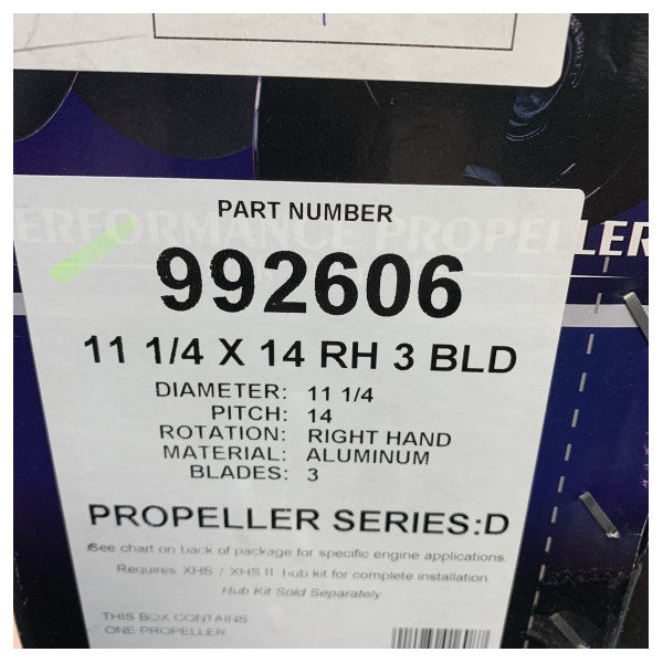 Michigan Vortex 3-bladet aluminiumspropel 11 1/4 x 14 RH - 992606
