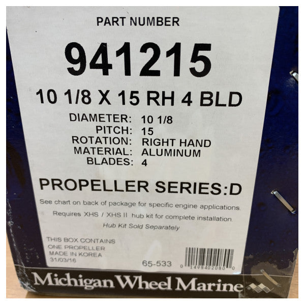 Michigan Vortex 4-bladet aluminiumpropel 10 1/8 x 15 RH - 941215