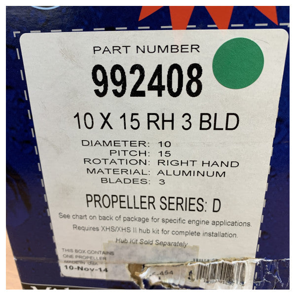 Michigan Vortex 3-Blatt-Aluminium-Propeller 10 x 15 RH - 992408