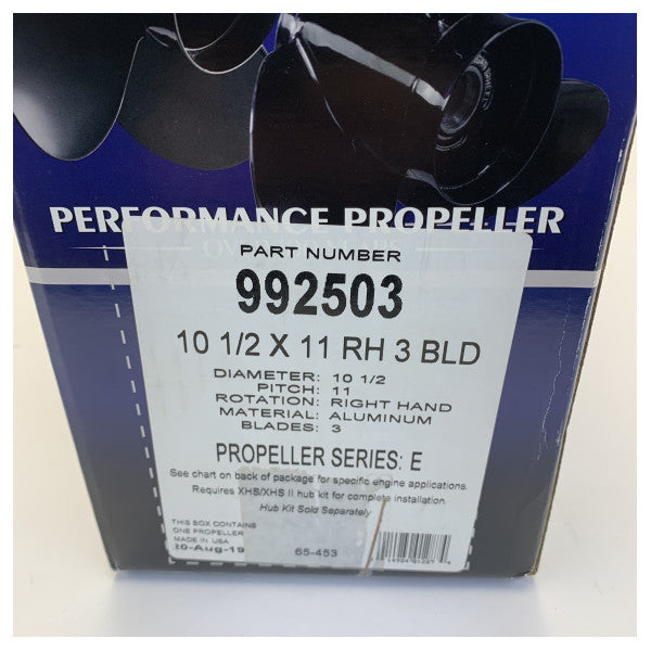Michigan Vortex 3-bladet aluminiumspropel 10 1/2 x 11 RH - 992503