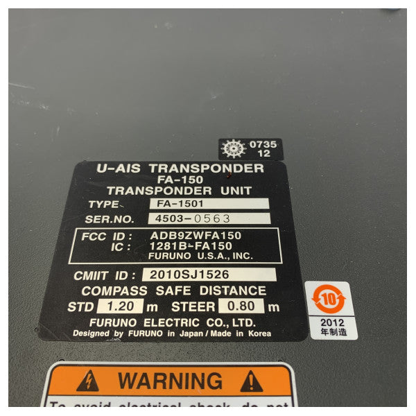 Furuno FA-1501 AIS Klasse A-transponderenhed - Marineelektronik - Brugt