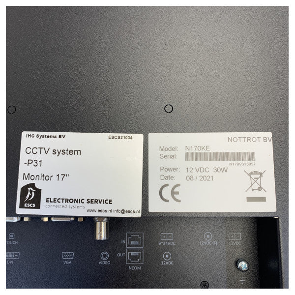 N170KE Marine Monitor - Flush Mount Panel Display - Used