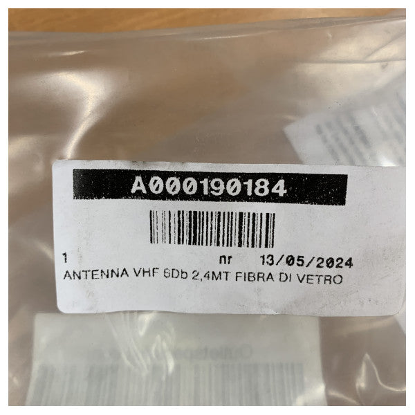 Antena marina VHF Glomex de 6 dB, 2,4 m (8 pies), de fibra de vidrio y alta ganancia para yate