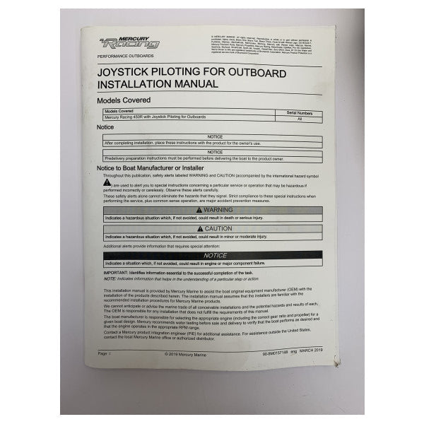 Mercury 8M0123581 JPO Hydraulic Outboard Steering Cylinder - Joystick Steering