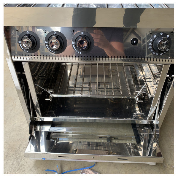 Fogão a Gás Force10 Marine de 3 Queimadores com Forno em Aço Inoxidável Cooker Marítimo