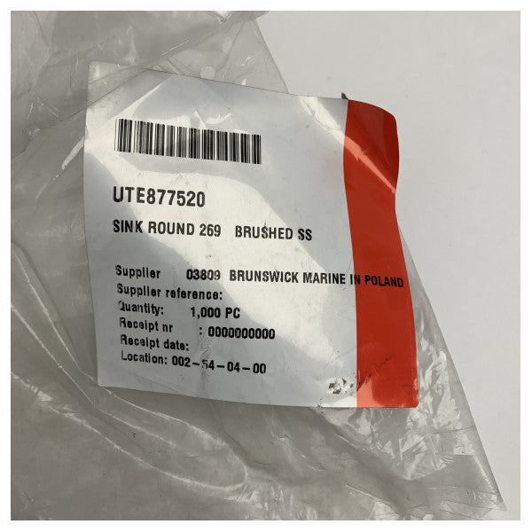 Évier marin en acier inoxydable rond brossé D269 MM