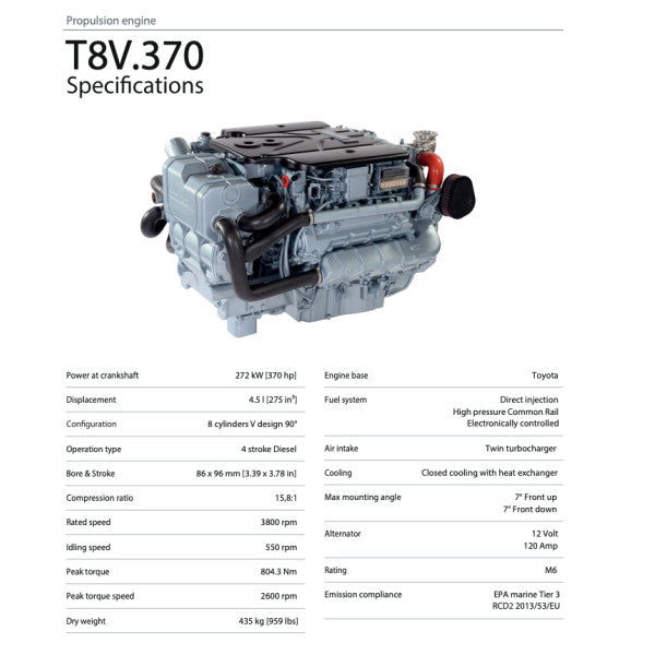 Nanni T8.370 Marine Dieselmotor 370HK V8 Bobtail - T8370EH05