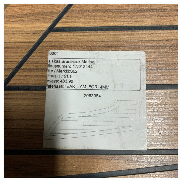 Kit de plancher stratifié en teck de 4 mm pour le côté tribord de l'Uttern S62 - 2083964