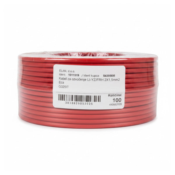 Marine Fire-Resistant Loudspeaker Cable FRH 2x1.5mm2 Red/Black - 100m Roll