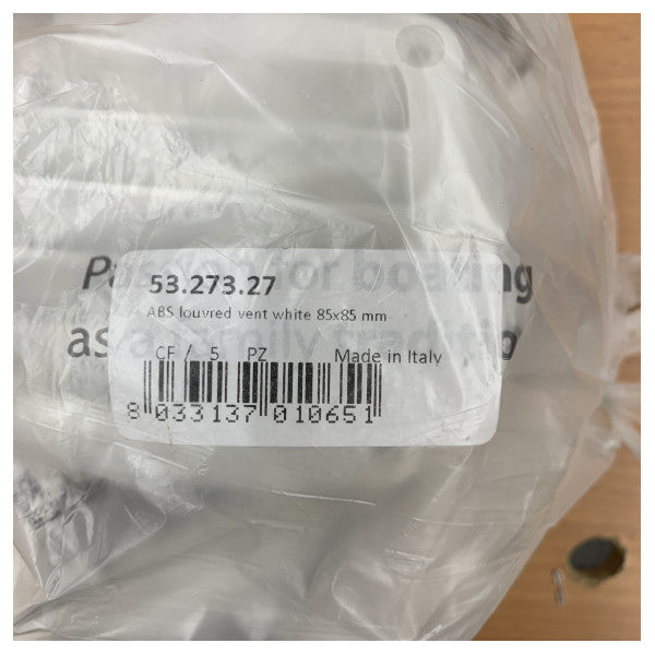 Osculati 53.273.27 Lamellerventil 85x85 mm hvid nylon yacht marineventilator