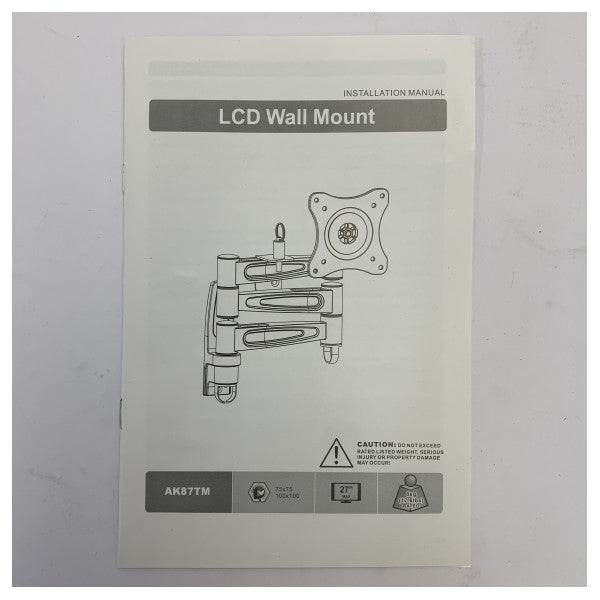 Marine TV Wall Mount Bracket AK87TM - Heavy Duty Yacht Electronics Accessory